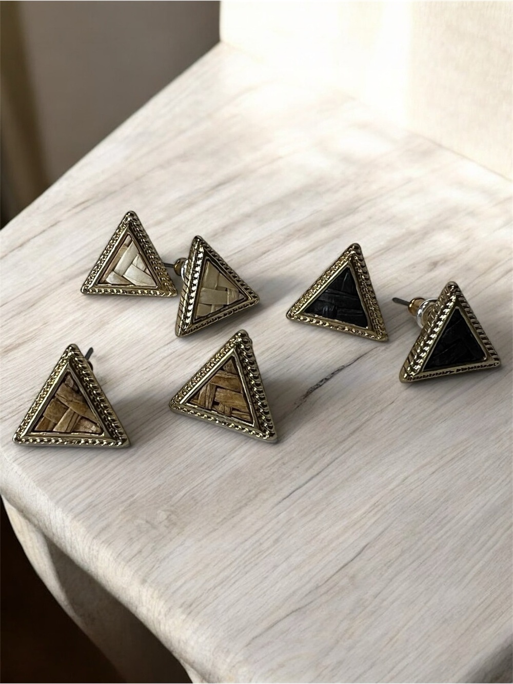 Triangular Woven Stud Earrings